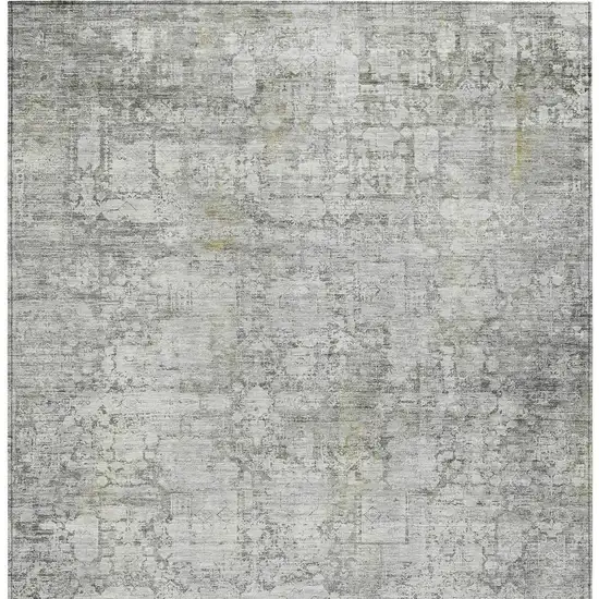 Gray And Ivory Abstract Washable Indoor Outdoor Area Rug Photo 4