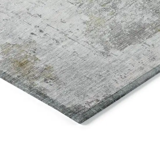 Gray And Ivory Abstract Washable Indoor Outdoor Area Rug Photo 9