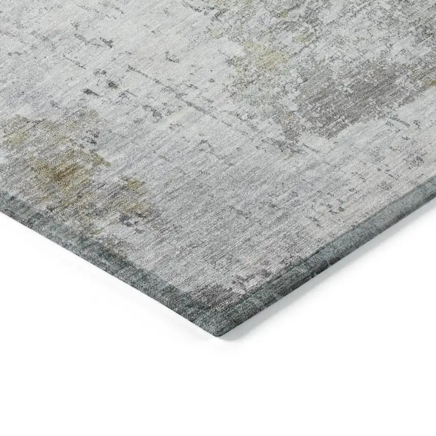 Gray And Ivory Abstract Washable Indoor Outdoor Area Rug Photo 9