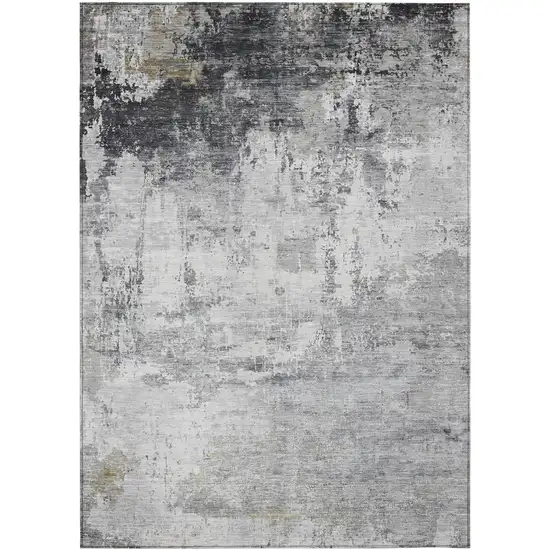 Gray And Ivory Abstract Washable Indoor Outdoor Area Rug Photo 8