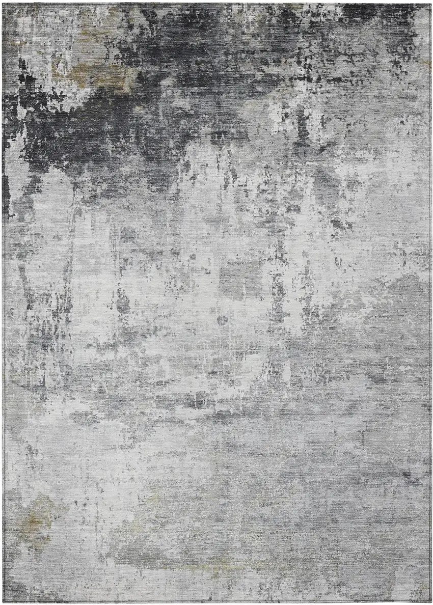 Gray And Ivory Abstract Washable Indoor Outdoor Area Rug Photo 8