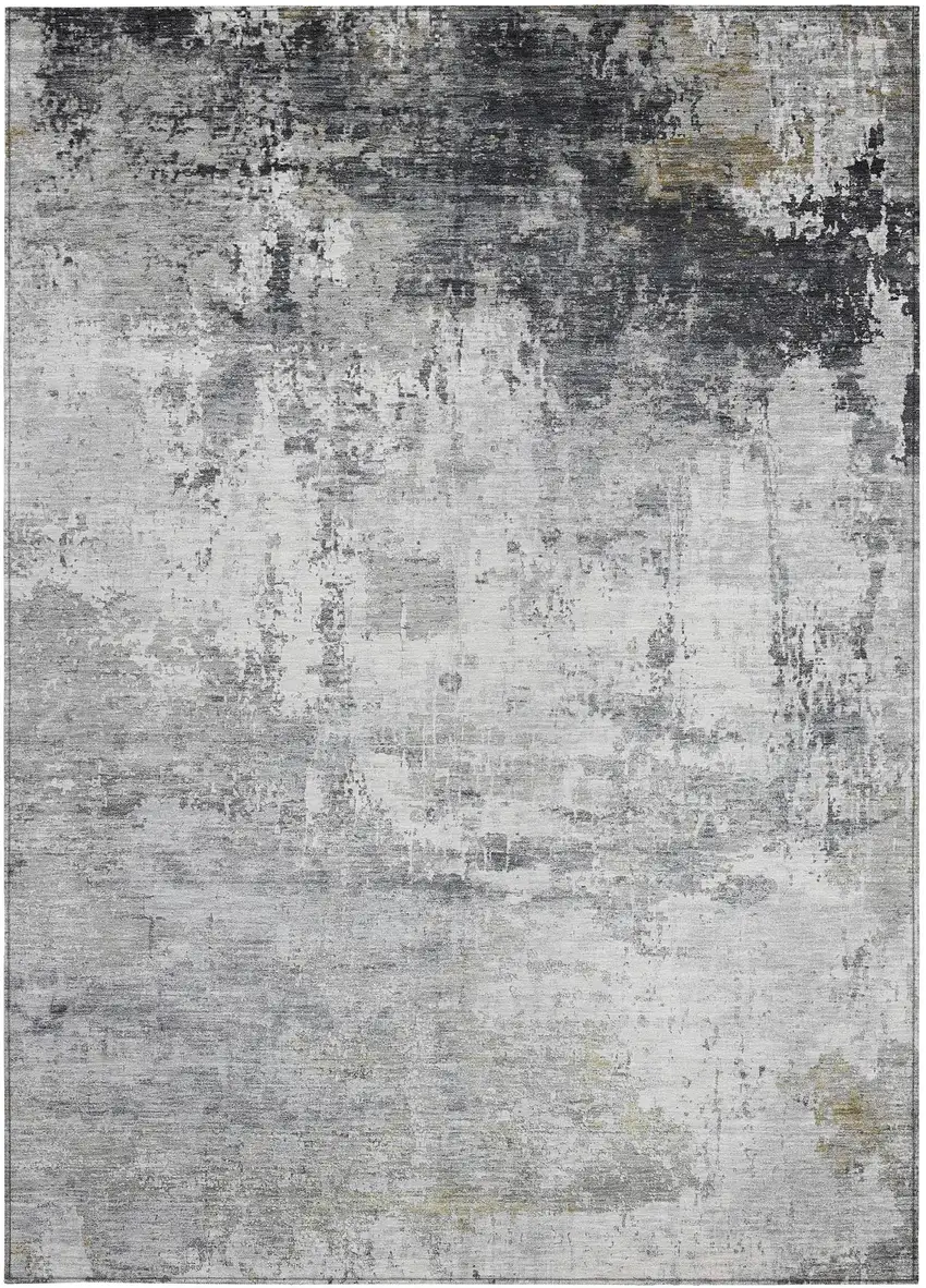 Gray And Ivory Abstract Washable Indoor Outdoor Area Rug Photo 3