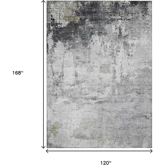 Gray And Ivory Abstract Washable Indoor Outdoor Area Rug Photo 9