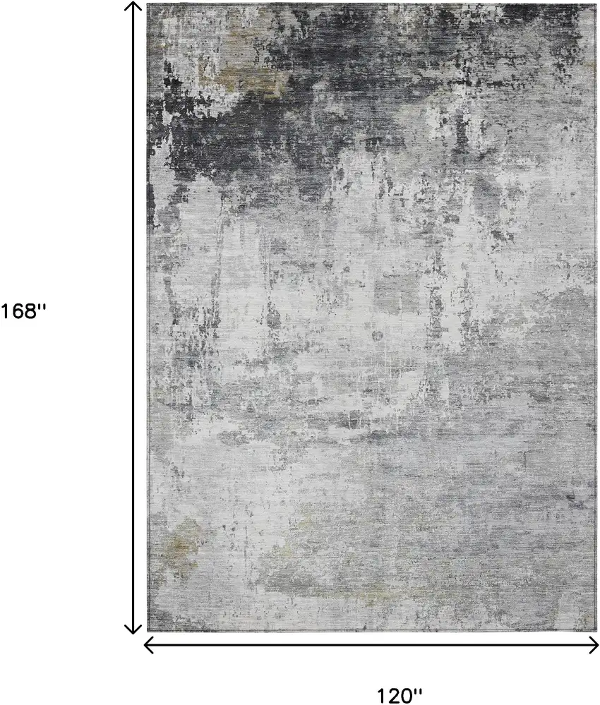 Gray And Ivory Abstract Washable Indoor Outdoor Area Rug Photo 9