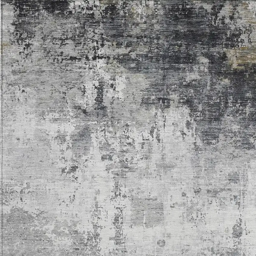 Gray And Ivory Abstract Washable Indoor Outdoor Area Rug Photo 3