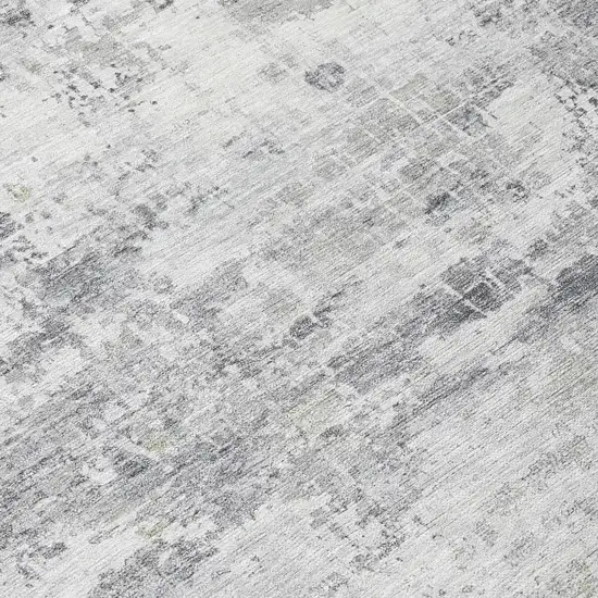 Gray And Ivory Abstract Washable Indoor Outdoor Area Rug Photo 8