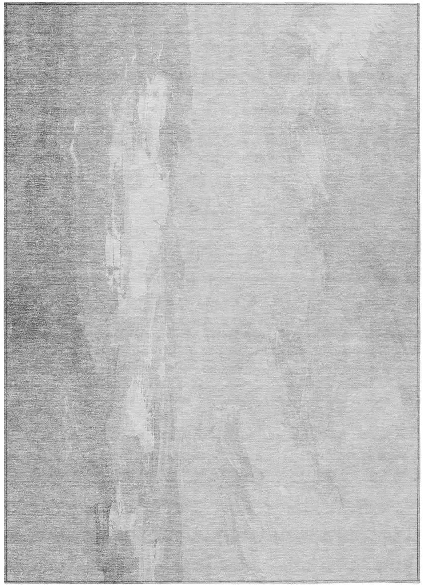 Gray And Ivory Abstract Washable Indoor Outdoor Area Rug Photo 3