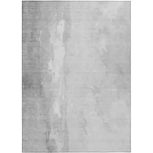 Photo of Gray And Ivory Abstract Washable Indoor Outdoor Area Rug