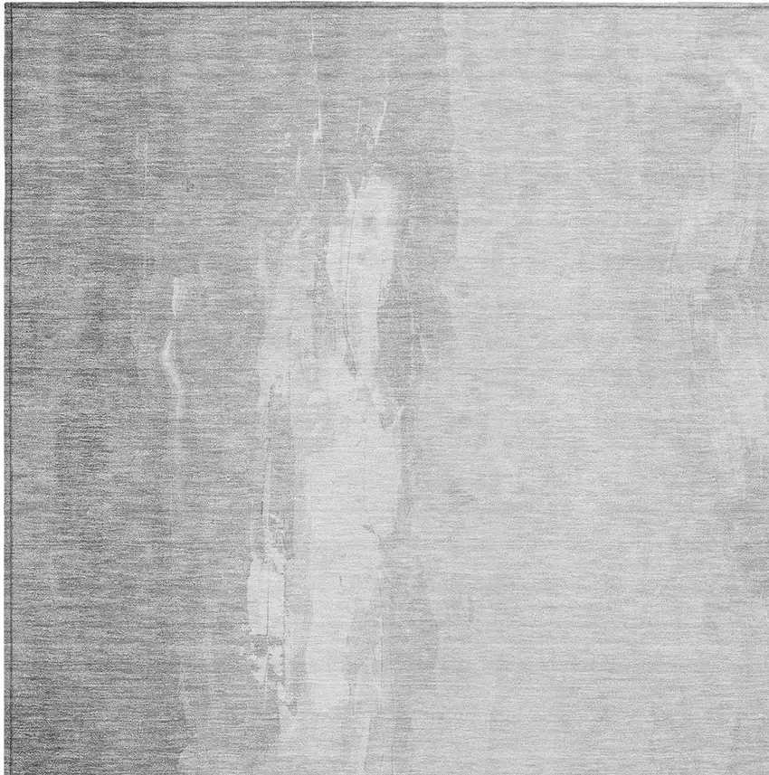 Gray And Ivory Abstract Washable Indoor Outdoor Area Rug Photo 6