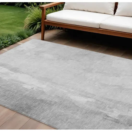 Gray And Ivory Abstract Washable Indoor Outdoor Area Rug Photo 2