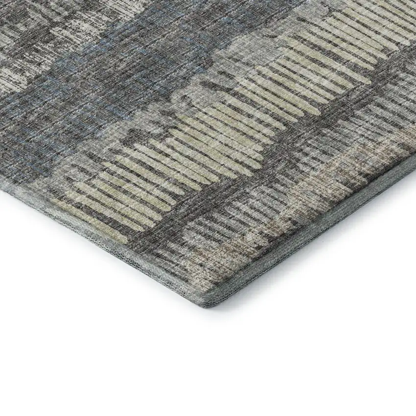 Gray And Ivory Abstract Washable Indoor Outdoor Area Rug Photo 6