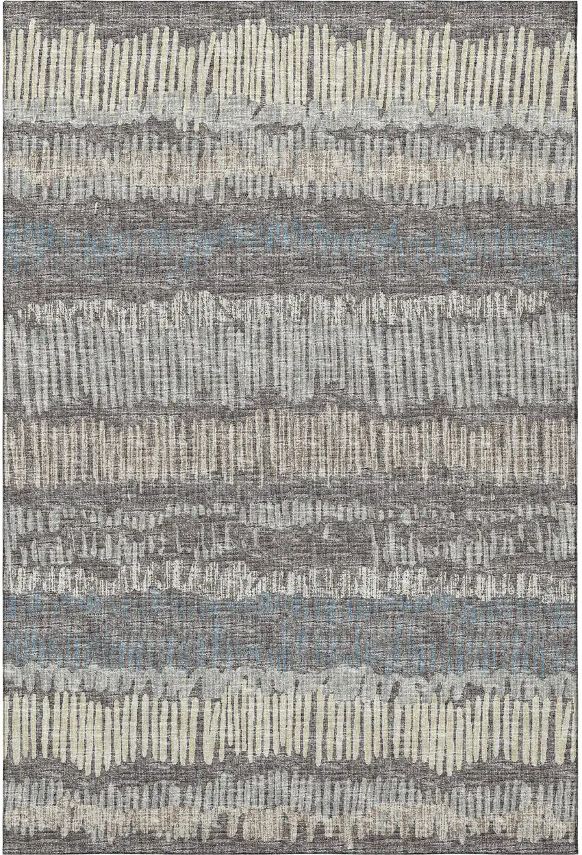 Gray And Ivory Abstract Washable Indoor Outdoor Area Rug Photo 4