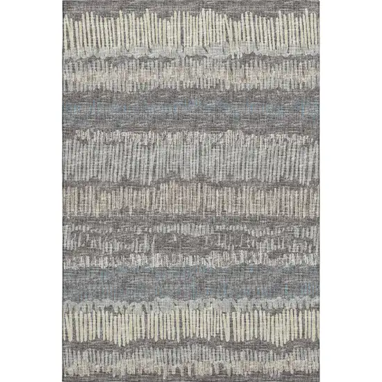 Gray And Ivory Abstract Washable Indoor Outdoor Area Rug Photo 2