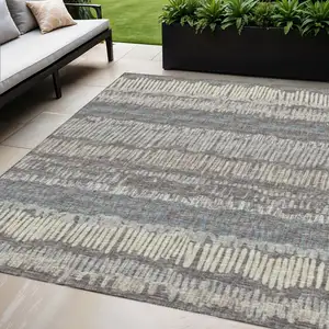 Photo of Gray And Ivory Abstract Washable Indoor Outdoor Area Rug
