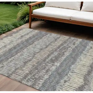 Photo of Gray And Ivory Abstract Washable Indoor Outdoor Area Rug