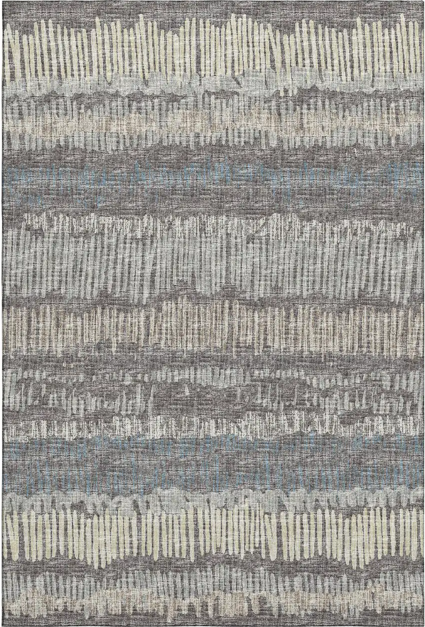 Gray And Ivory Abstract Washable Indoor Outdoor Area Rug Photo 2