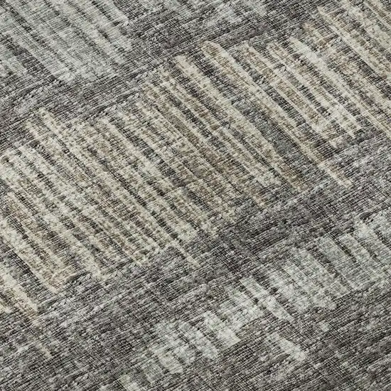 Gray And Ivory Abstract Washable Indoor Outdoor Area Rug Photo 8