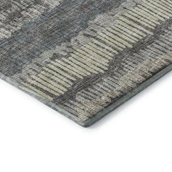 Gray And Ivory Abstract Washable Indoor Outdoor Area Rug Photo 5