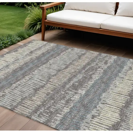 Gray And Ivory Abstract Washable Indoor Outdoor Area Rug Photo 1