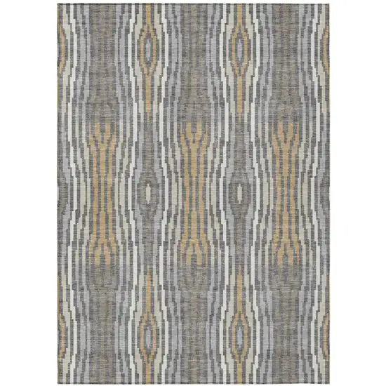 Gray And Ivory Abstract Washable Indoor Outdoor Area Rug Photo 2