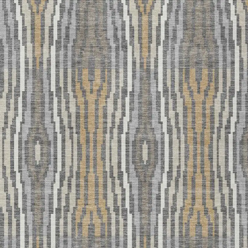 Gray And Ivory Abstract Washable Indoor Outdoor Area Rug Photo 4
