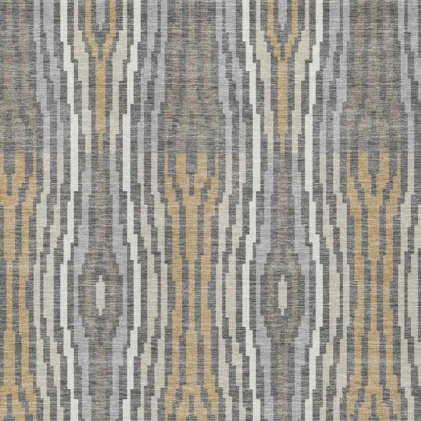 Gray And Ivory Abstract Washable Indoor Outdoor Area Rug Photo 3