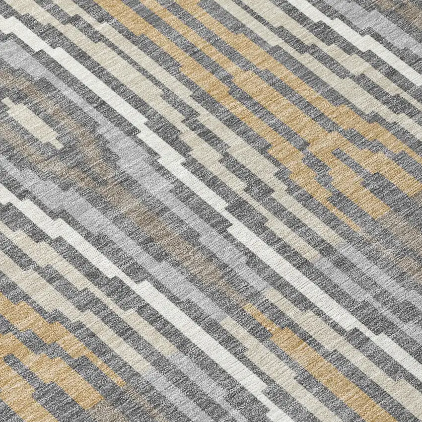 Gray And Ivory Abstract Washable Indoor Outdoor Area Rug Photo 7