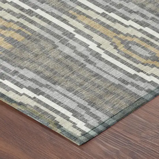 Gray And Ivory Abstract Washable Indoor Outdoor Area Rug Photo 6