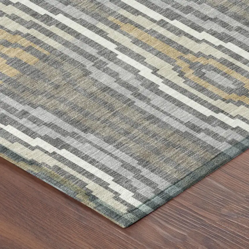 Gray And Ivory Abstract Washable Indoor Outdoor Area Rug Photo 6