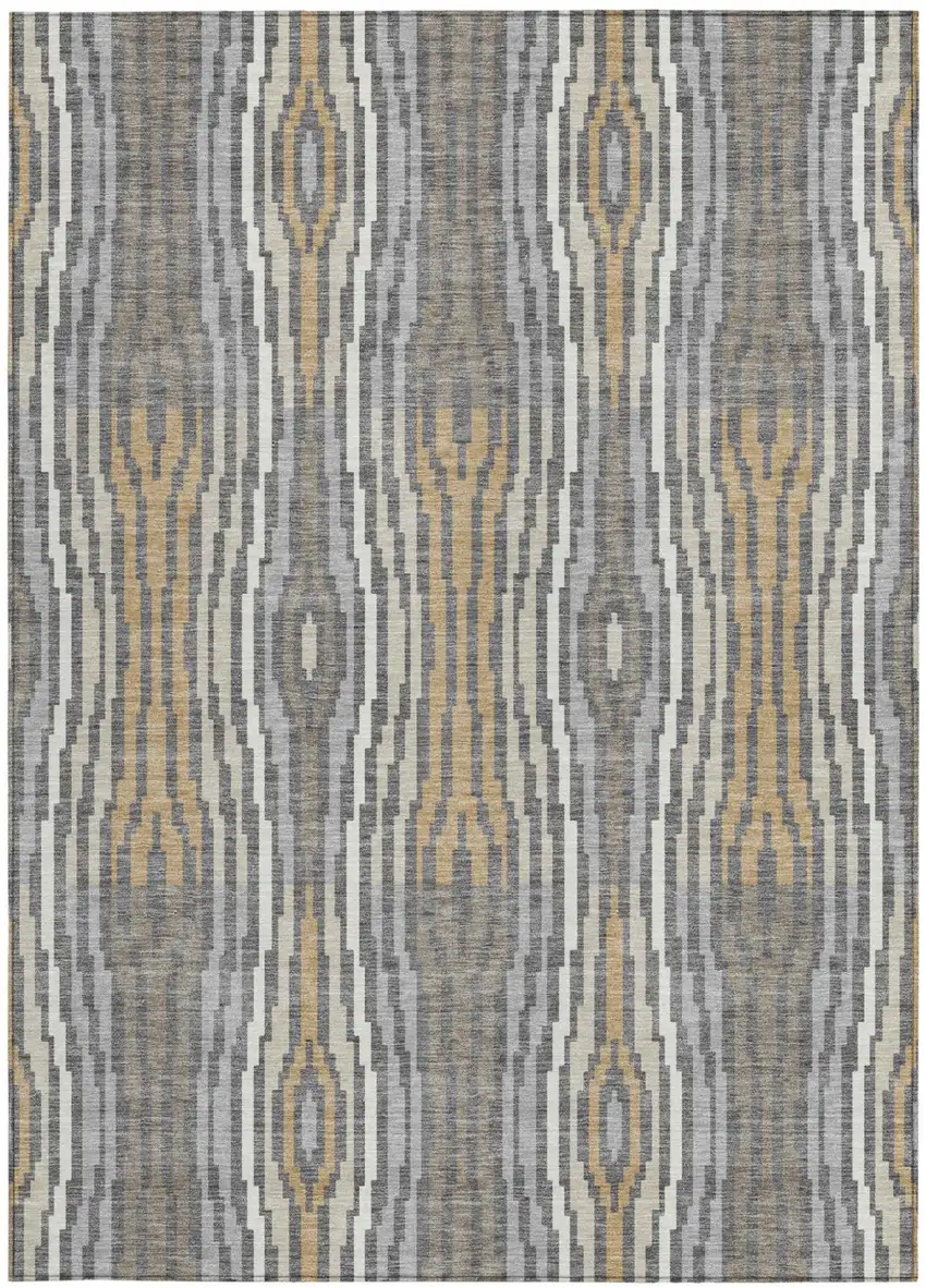Gray And Ivory Abstract Washable Indoor Outdoor Area Rug Photo 3