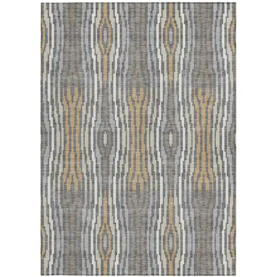 Gray And Ivory Abstract Washable Indoor Outdoor Area Rug Photo 3