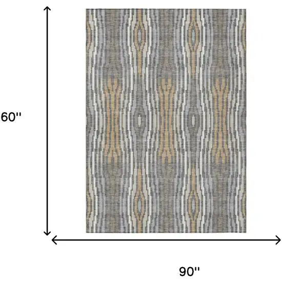 Gray And Ivory Abstract Washable Indoor Outdoor Area Rug Photo 8