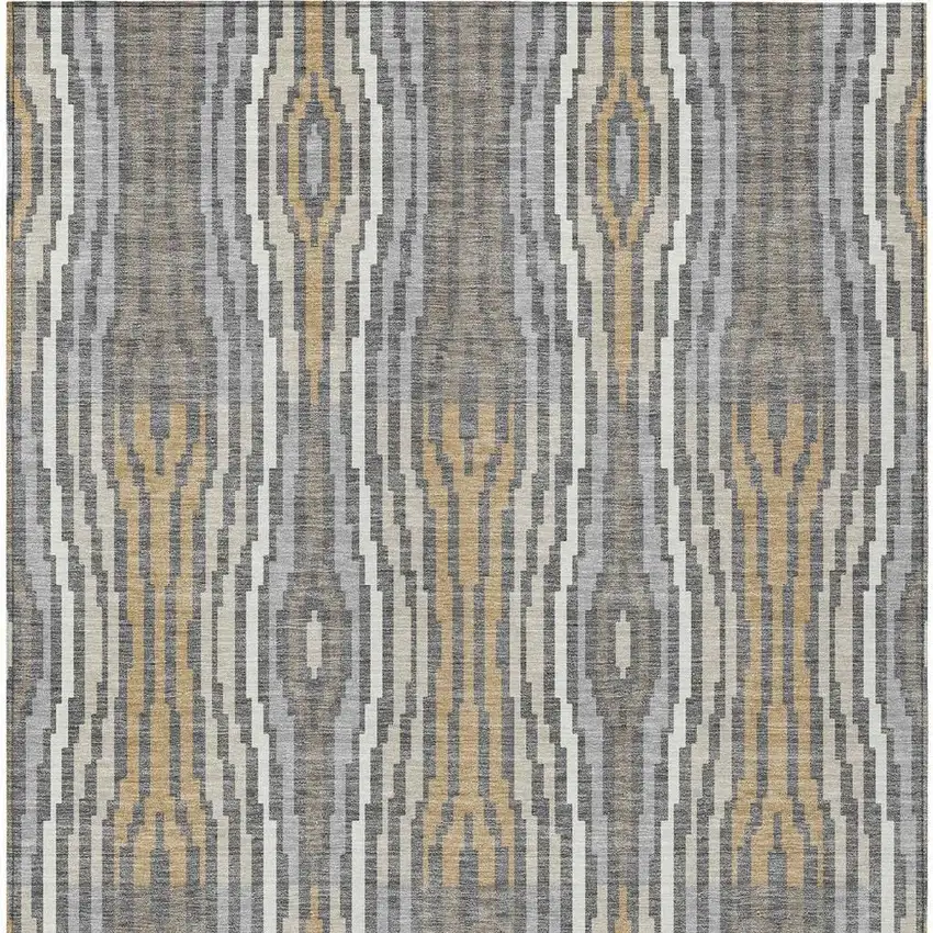 Gray And Ivory Abstract Washable Indoor Outdoor Area Rug Photo 5