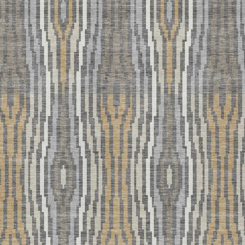 Gray And Ivory Abstract Washable Indoor Outdoor Area Rug Photo 3
