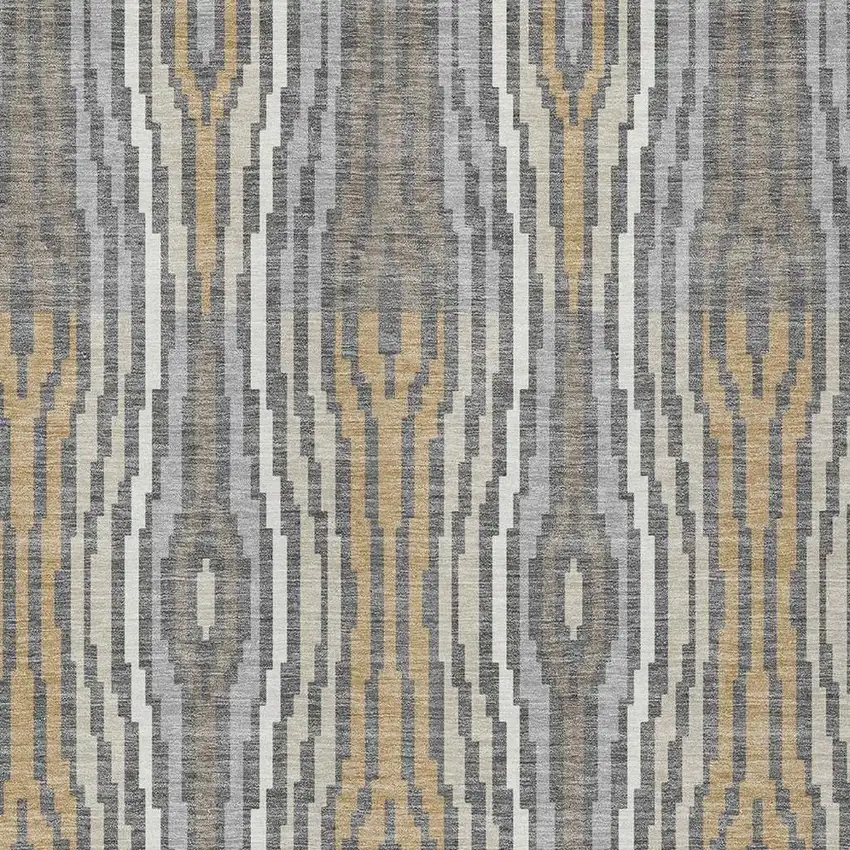 Gray And Ivory Abstract Washable Indoor Outdoor Area Rug Photo 3