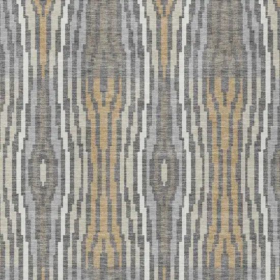 Gray And Ivory Abstract Washable Indoor Outdoor Area Rug Photo 4