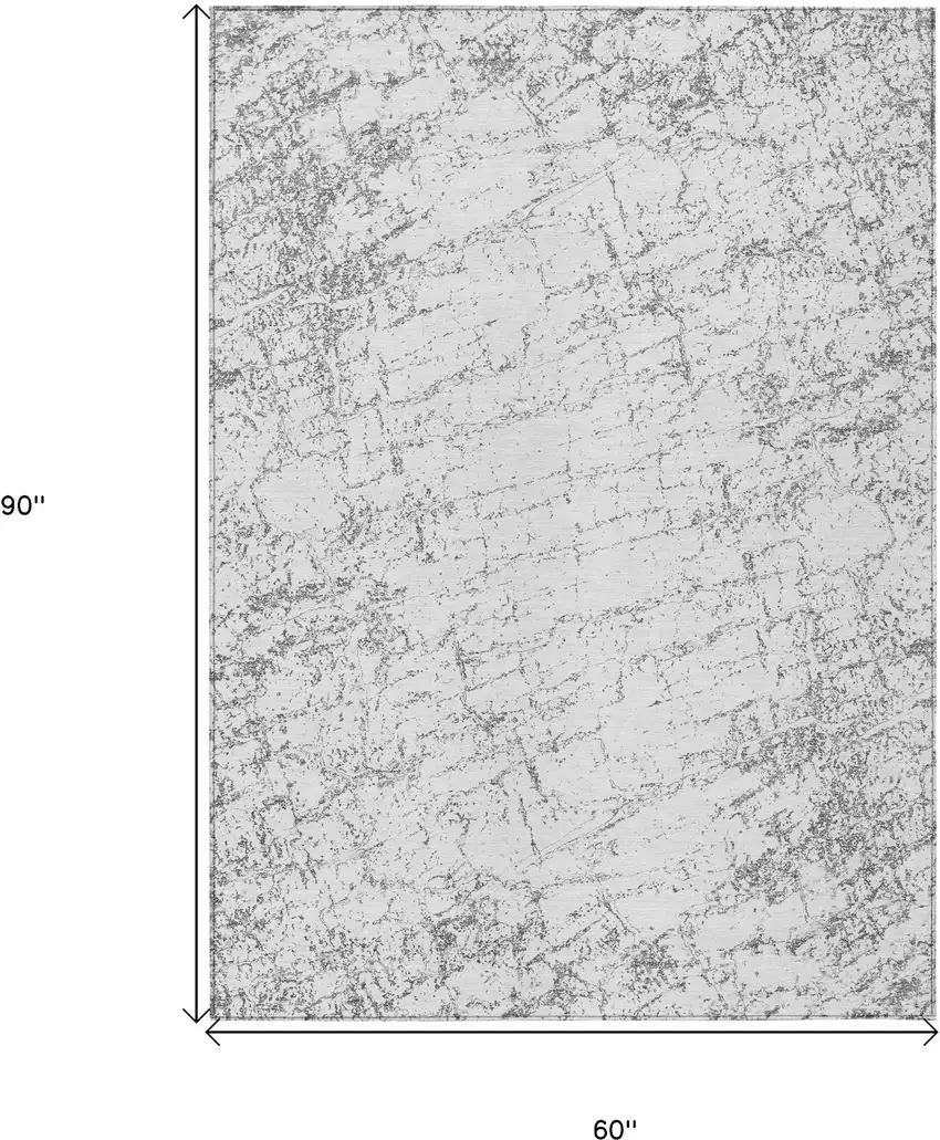 Gray And Ivory Abstract Washable Indoor Outdoor Area Rug Photo 3