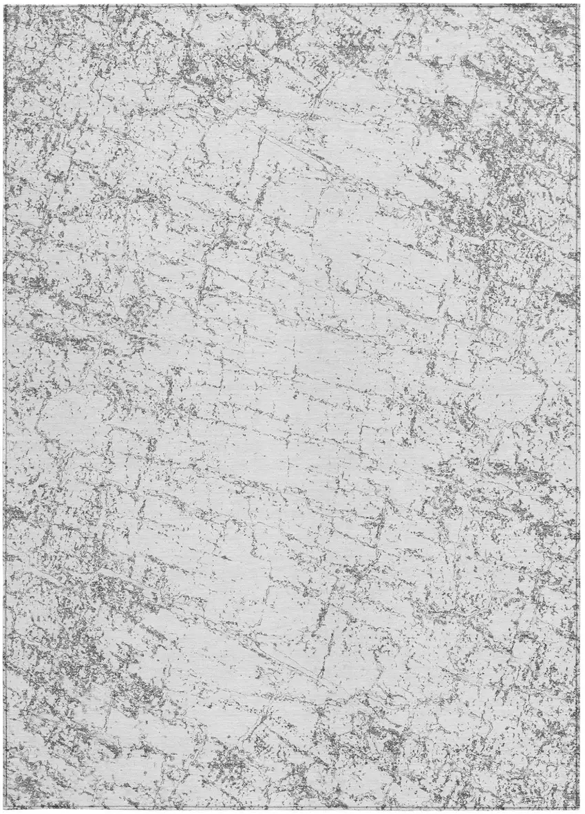 Gray And Ivory Abstract Washable Indoor Outdoor Area Rug Photo 5