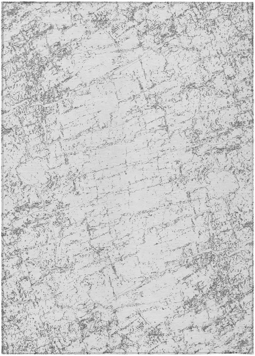 Gray And Ivory Abstract Washable Indoor Outdoor Area Rug Photo 2