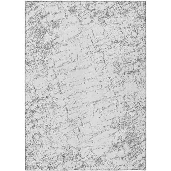 Gray And Ivory Abstract Washable Indoor Outdoor Area Rug Photo 2