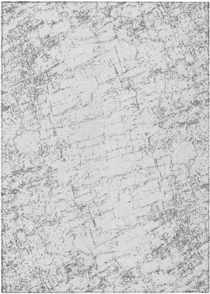 Gray And Ivory Abstract Washable Indoor Outdoor Area Rug Photo 2
