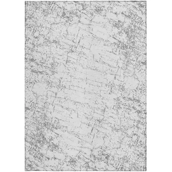 Gray And Ivory Abstract Washable Indoor Outdoor Area Rug Photo 5