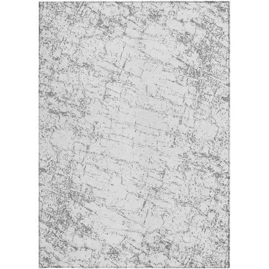 Gray And Ivory Abstract Washable Indoor Outdoor Area Rug Photo 5