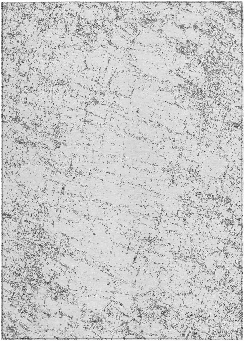Gray And Ivory Abstract Washable Indoor Outdoor Area Rug Photo 5