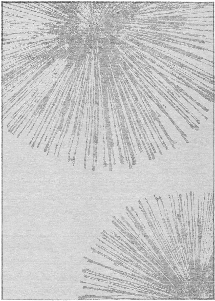 Gray And Ivory Abstract Washable Indoor Outdoor Area Rug Photo 2