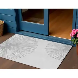 Photo of Gray And Ivory Abstract Washable Indoor Outdoor Area Rug