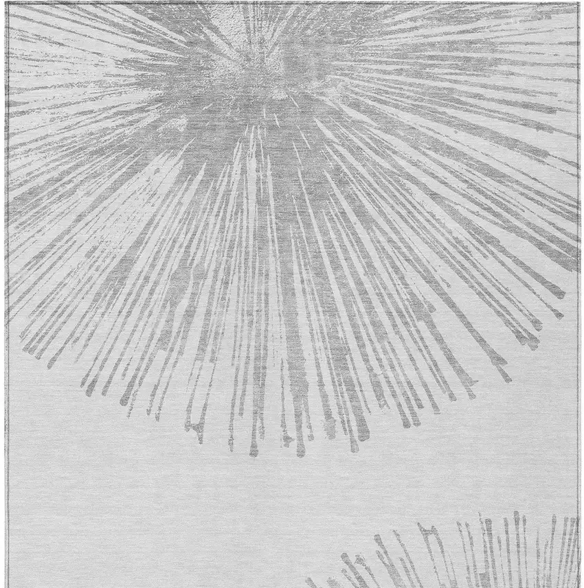 Gray And Ivory Abstract Washable Indoor Outdoor Area Rug Photo 5