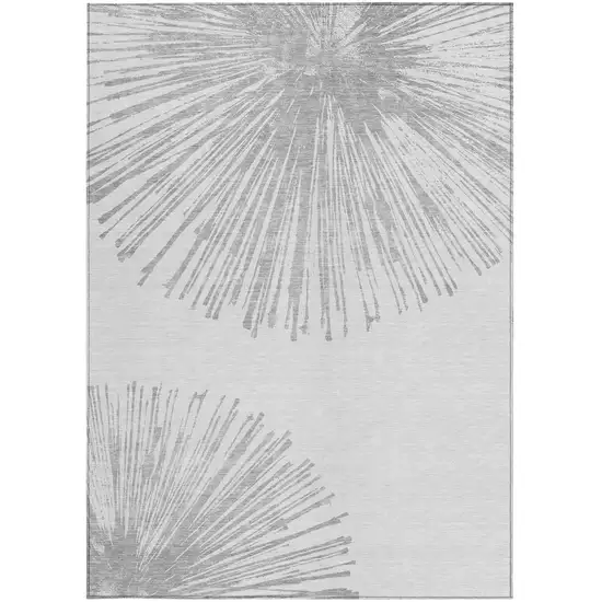Gray And Ivory Abstract Washable Indoor Outdoor Area Rug Photo 6