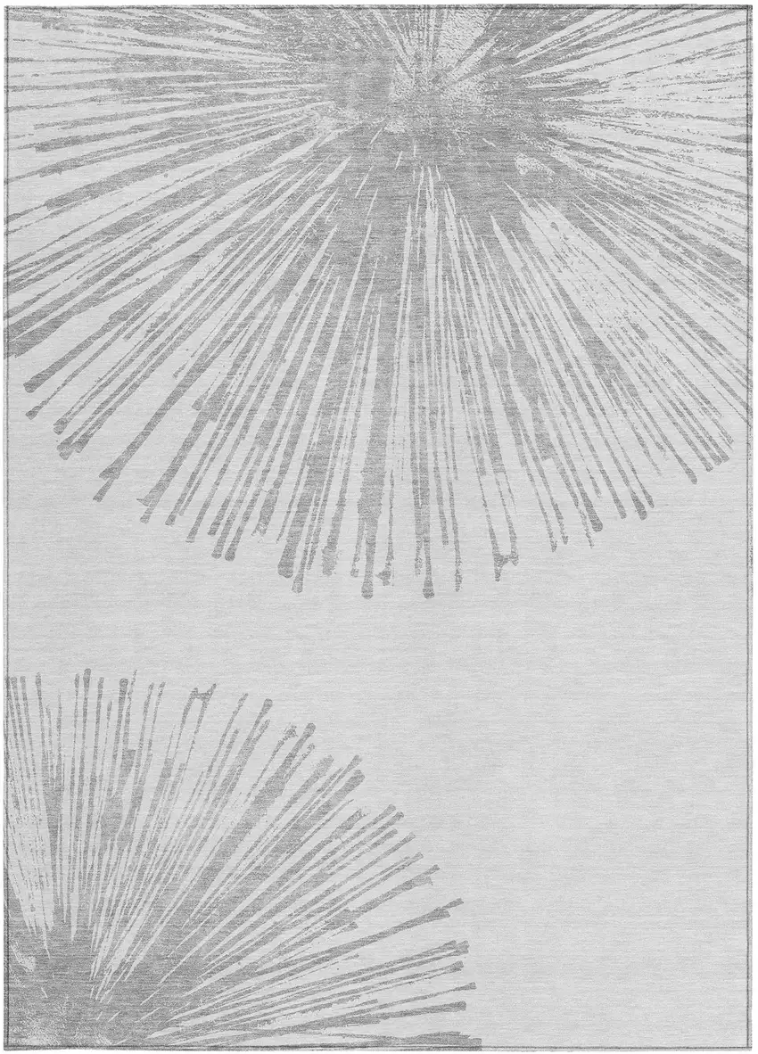 Gray And Ivory Abstract Washable Indoor Outdoor Area Rug Photo 6