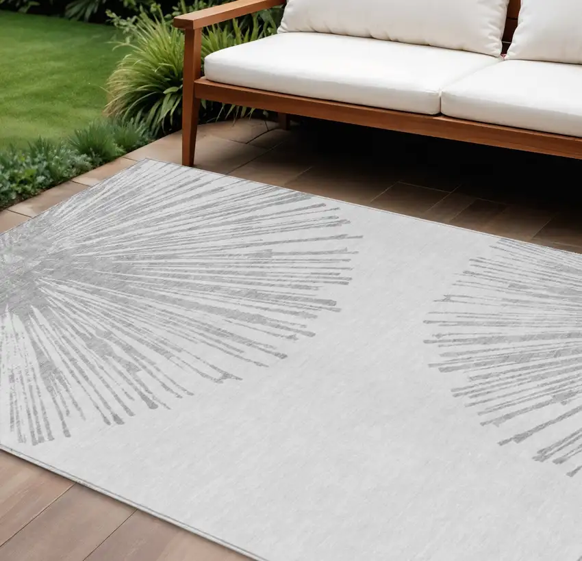 Gray And Ivory Abstract Washable Indoor Outdoor Area Rug Photo 1